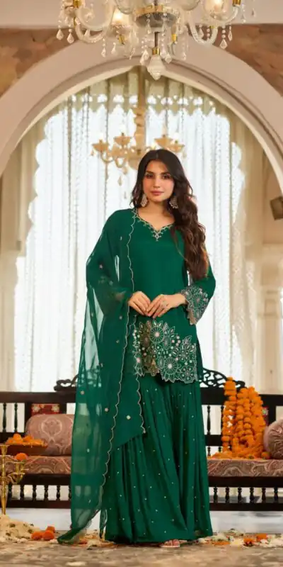 ZB 5079 Green Chinon Silk Salwar Suit with Embroidery Work & Sequins Work. Get it for ₹2199. Delivery 4-6 Working Days. Shop now. | Jump Suits, Salwar suit, Casual Suits, Creative suits, Designer Suits, Palazzo Suits, Party Wear Suits, Patiala Suits, Straight Suits