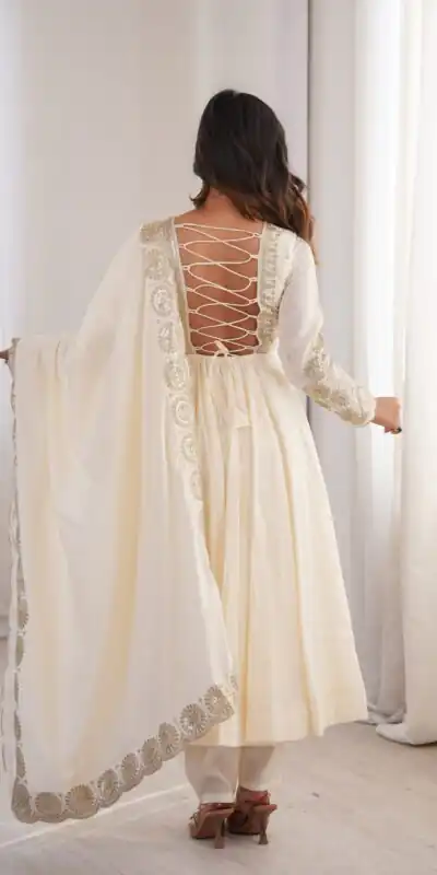 ZF 5026 White Colour Roman Silk Salwar Suit with Embroidery Work. Best Price ₹2399. Delivery 4-6 Working Days. Online Shop now. | Anarkali Suits, Bollywood Anarkali, Creative-Anarkali, Designer Anarkali, Embroidered Anarkali, Party Wear Anarkali