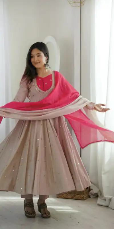ZF 5023 White Roman Silk Gown with Mirror Work & Embroidery Work. Special Price ₹2099. Delivery 4-6 Working Days. Shop now. | Gowns, Bollywood Gowns, Creative Gowns, Designer Gowns, Embroidered Gowns, Party Wear Gowns