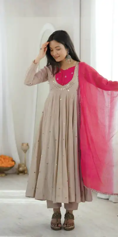 ZF 5023 White Roman Silk Gown with Mirror Work & Embroidery Work. Special Price ₹2099. Delivery 4-6 Working Days. Shop now. | Gowns, Bollywood Gowns, Creative Gowns, Designer Gowns, Embroidered Gowns, Party Wear Gowns