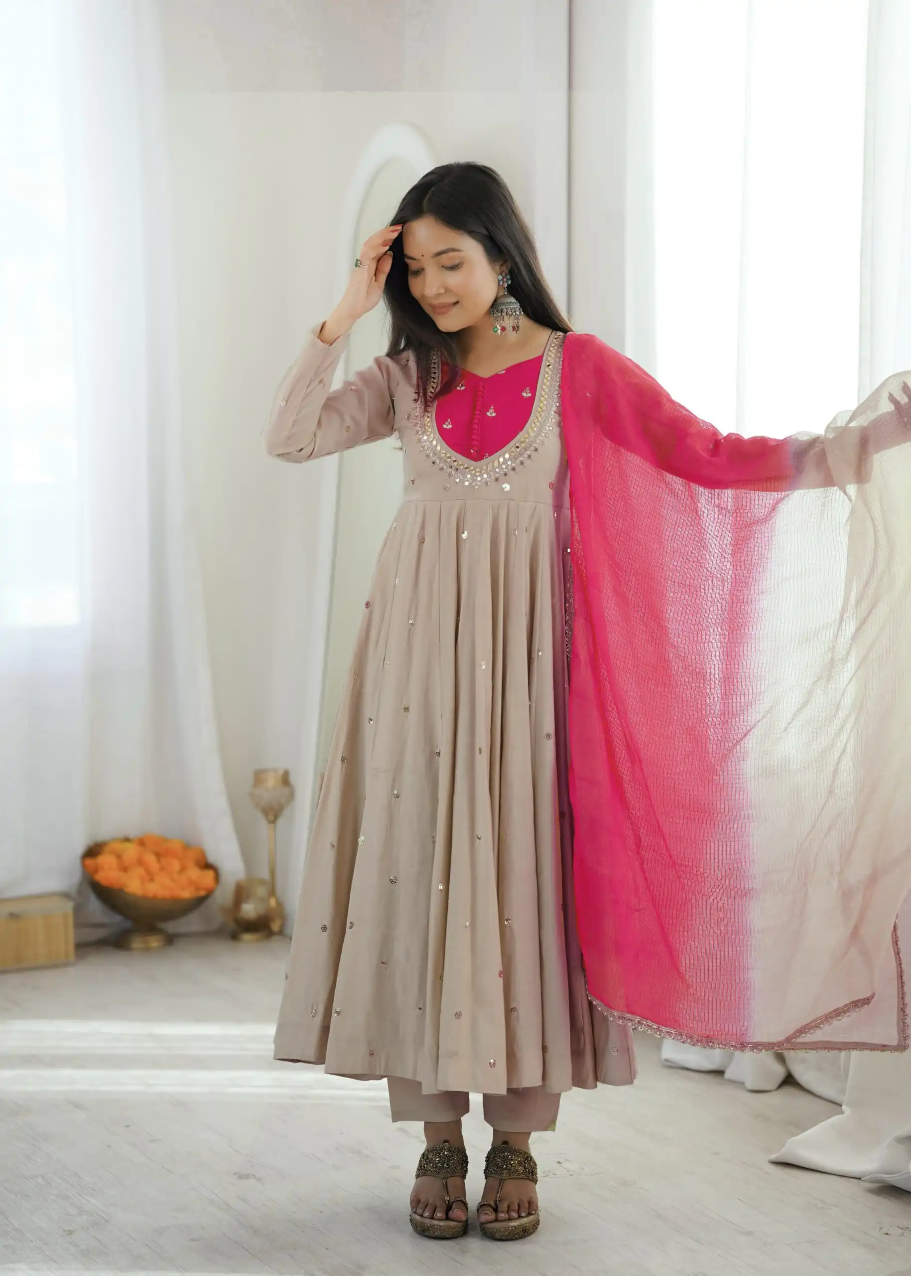 ZF 5023 White Roman Silk Gown with Mirror Work & Embroidery Work. Special Price ₹2099. Delivery 4-6 Working Days. Shop now. | Gowns, Bollywood Gowns, Creative Gowns, Designer Gowns, Embroidered Gowns, Party Wear Gowns