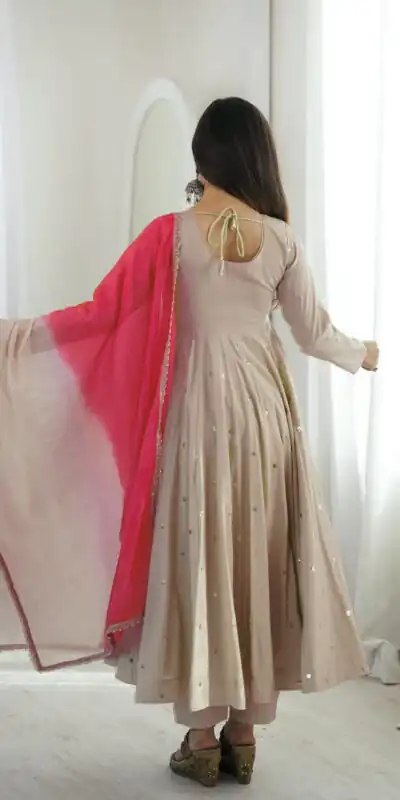 ZF 5023 White Roman Silk Gown with Mirror Work & Embroidery Work. Special Price ₹2099. Delivery 4-6 Working Days. Shop now. | Gowns, Bollywood Gowns, Creative Gowns, Designer Gowns, Embroidered Gowns, Party Wear Gowns