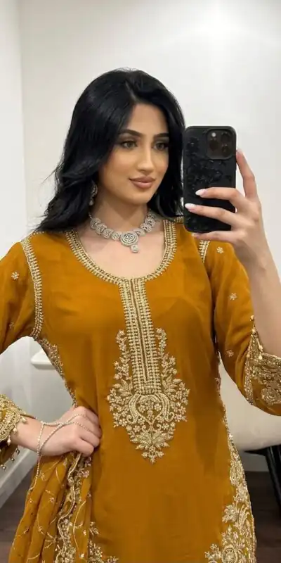 ZSR 3187 Yellow Faux Georgette Salwar Suit with Mirror Work & Embroidery Work. Get it for ₹2349. Delivery 4-6 Working Days. Shop now. | Jump Suits, Salwar suit, Casual Suits, Creative suits, Designer Suits, Palazzo Suits, Party Wear Suits, Patiala Suits, Straight Suits