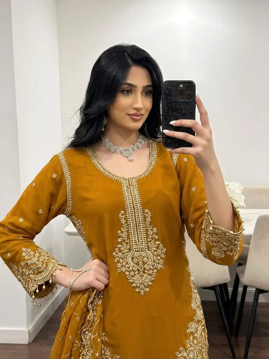 ZSR 3187 Yellow Faux Georgette Salwar Suit with Mirror Work & Embroidery Work. Get it for ₹2349. Delivery 4-6 Working Days. Shop now. | Jump Suits, Salwar suit, Casual Suits, Creative suits, Designer Suits, Palazzo Suits, Party Wear Suits, Patiala Suits, Straight Suits