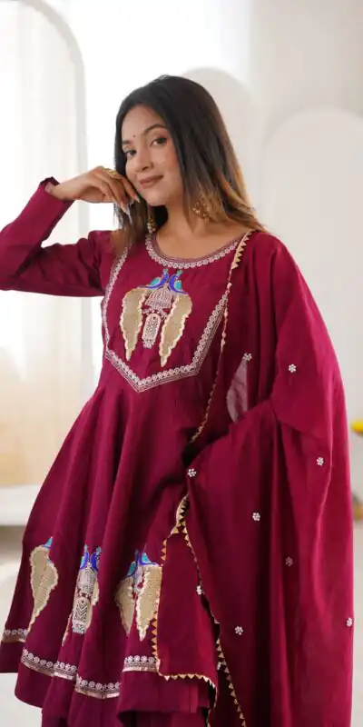NSR 916 Maroon Roman Silk Salwar Suit with Sequins Work & Embroidery Work. Available at ₹2399 only. Delivery 4-6 Working Days. Shop now. | Jump Suits, Salwar suit, Casual Suits, Creative suits, Designer Suits, Palazzo Suits, Party Wear Suits, Patiala Suits, Straight Suits