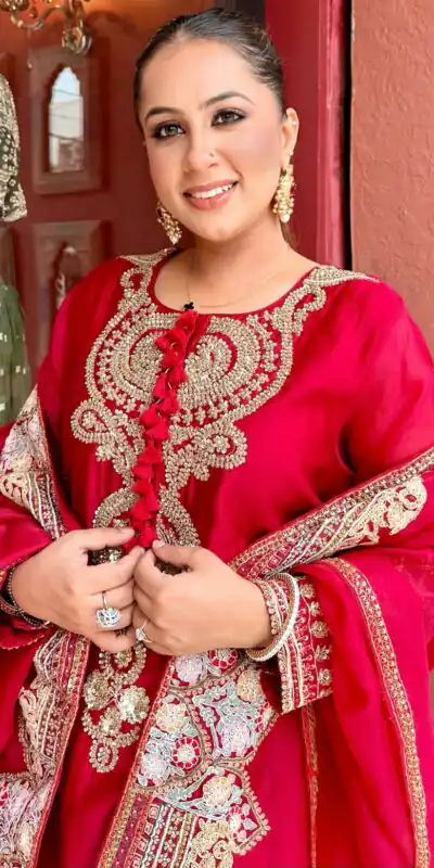 BE 500 Red Roman Silk Salwar Suit with Sequins Work & Embroidery Work. Available at ₹2449 only. Delivery 4-6 Working Days. Shop now. | Jump Suits, Salwar suit, Casual Suits, Creative suits, Designer Suits, Palazzo Suits, Party Wear Suits, Patiala Suits, Straight Suits