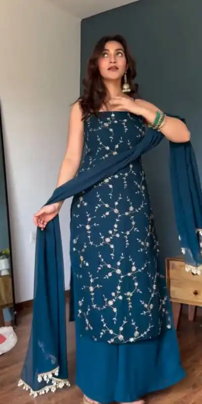RTC 6067 Teal Faux Georgette Salwar Suit with Mirror Work & Embroidery Work. Get it for ₹2049. Delivery 4-6 Working Days. Shop now. | Jump Suits, Salwar suit, Casual Suits, Creative suits, Designer Suits, Palazzo Suits, Party Wear Suits, Patiala Suits, Straight Suits