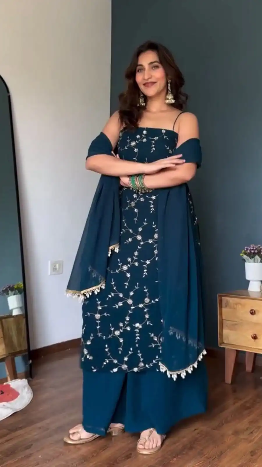 RTC 6067 Teal Faux Georgette Salwar Suit with Mirror Work & Embroidery Work. Get it for ₹2049. Delivery 4-6 Working Days. Shop now. | Jump Suits, Salwar suit, Casual Suits, Creative suits, Designer Suits, Palazzo Suits, Party Wear Suits, Patiala Suits, Straight Suits