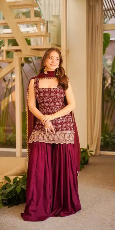 ST 1192 Maroon Faux Georgette Salwar Suit with Embroidery Work. Available at ₹2349 only. Delivery 4-6 Working Days. Shop now. | Jump Suits, Tops & Bottoms, Track Suits, Salwar suit, Casual Suits, Creative suits, Designer Suits, Palazzo Suits, Party Wear Suits, Patiala Suits, Straight Suits, Trendy Wear