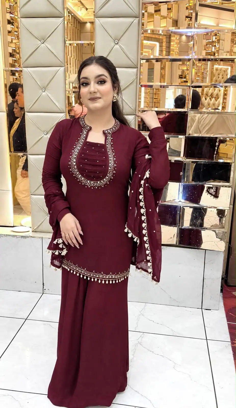 KD 1646 Maroon Georgette Salwar Suit with Mirror Work & Embroidery Work. Get it for ₹2149. Delivery 4-6 Working Days. Shop now. | Jump Suits, Salwar suit, Casual Suits, Creative suits, Designer Suits, Palazzo Suits, Party Wear Suits, Patiala Suits, Straight Suits