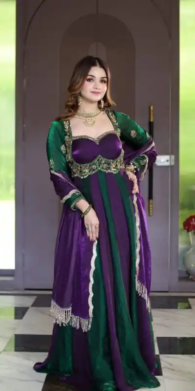 ZD 10025 Purple Fendy Silk Gown with Embroidery Work & Sequins Work. Special Price ₹2399. Delivery 4-6 Working Days. Shop now. | Gowns, Bollywood Gowns, Creative Gowns, Designer Gowns, Embroidered Gowns, Party Wear Gowns