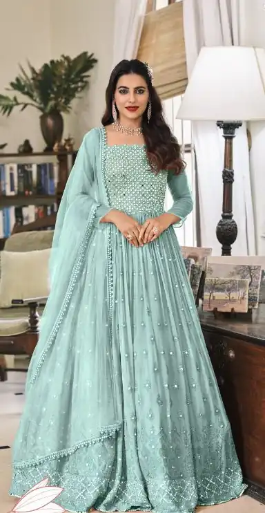 FC 1381 Sky Blue Georgette Salwar Suit with Mirror Work & Embroidery Work. Get it for ₹2449. Delivery 4-6 Working Days. Shop now. | Jump Suits, Salwar suit, Casual Suits, Creative suits, Designer Suits, Palazzo Suits, Party Wear Suits, Patiala Suits, Straight Suits