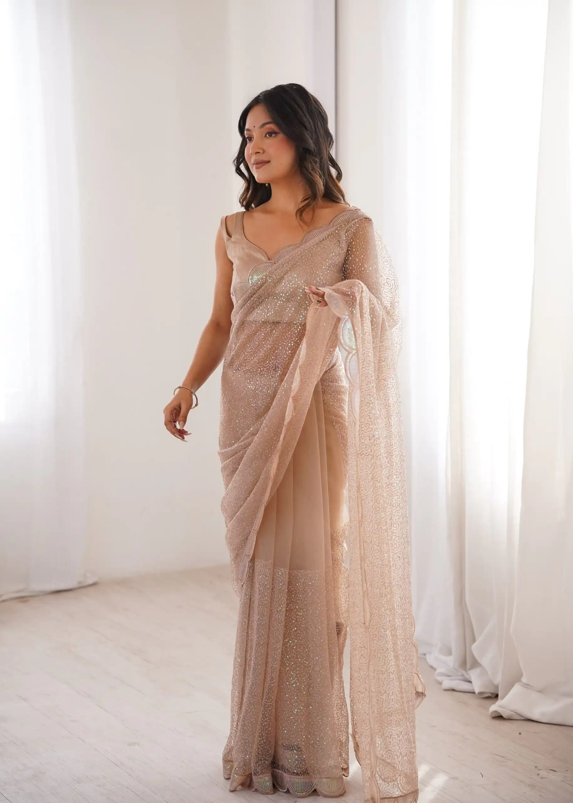 SP 90 Cream Soft Net Saree with Sequins Work & Embroidery Work. Available at ₹2299 only. Delivery 4-6 Working Days. Shop now. | Sarees, Bollywood Sarees, Creative Sarees, Designer Sarees, Embroidered Sarees, Ethnic Saree, Modern Digital sarees, Party Wear Sarees
