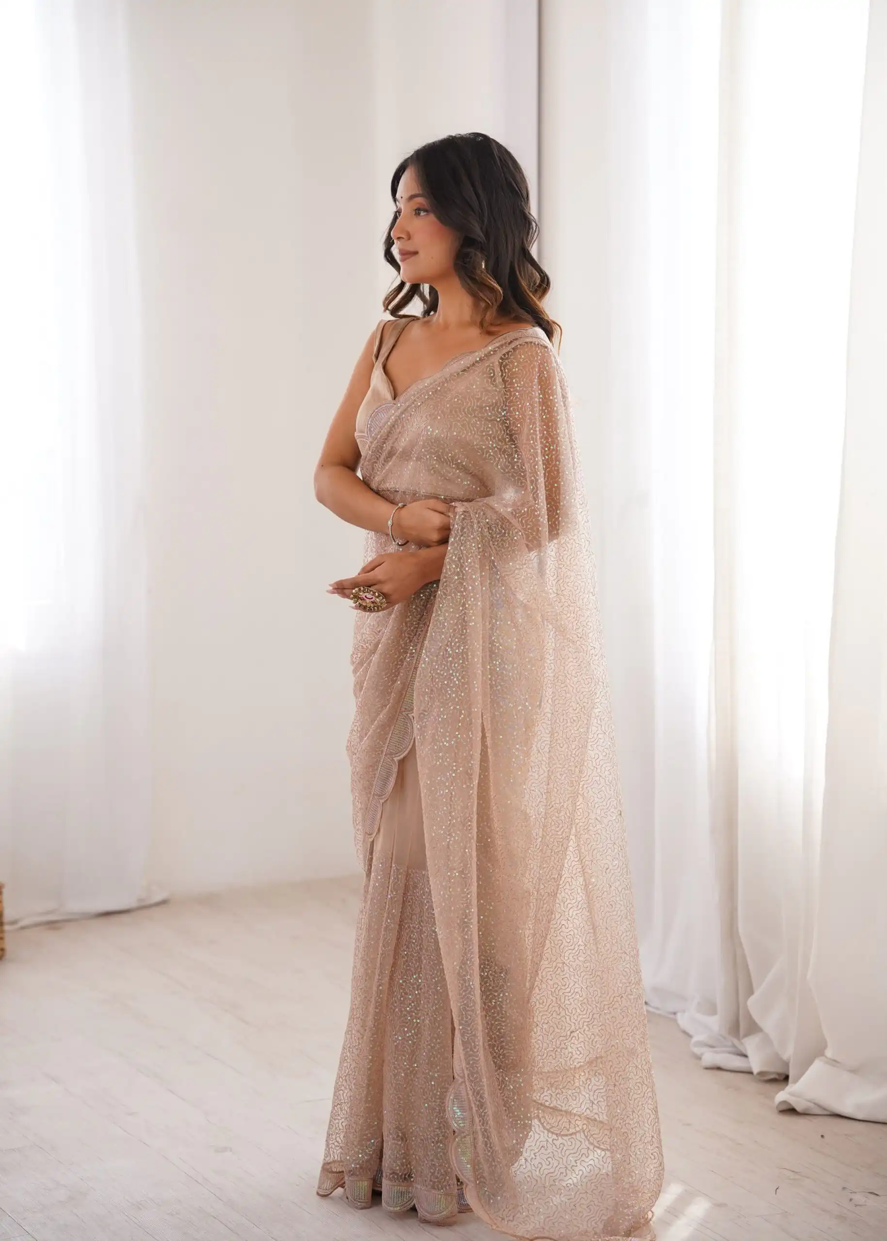SP 90 Cream Soft Net Saree with Sequins Work & Embroidery Work. Available at ₹2299 only. Delivery 4-6 Working Days. Shop now. | Sarees, Bollywood Sarees, Creative Sarees, Designer Sarees, Embroidered Sarees, Ethnic Saree, Modern Digital sarees, Party Wear Sarees
