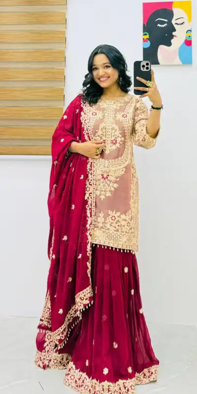 ZC 8012 Maroon Crunchy Silk Salwar Suit with Embroidery Work. Wedding, Party, Festive, Events Best Price ₹2449. Delivery 4-6 Working Days. Shop now. | Jump Suits, Salwar suit, Casual Suits, Creative suits, Designer Suits, Palazzo Suits, Party Wear Suits, Patiala Suits, Straight Suits