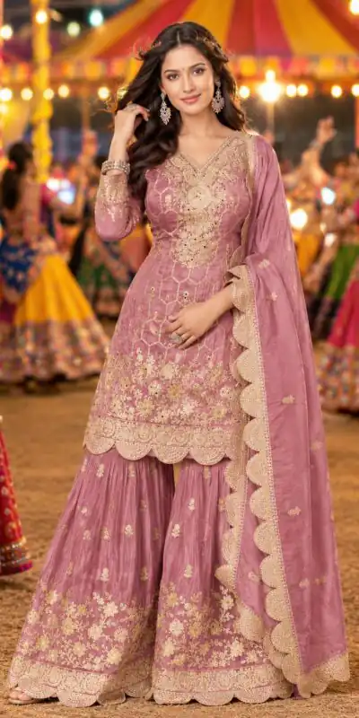 FC 7554  Pink in Salsa Silk Embroidery Work & Sequins Work Salwar Suit . Get it for ₹2999. Delivery 4-6 Working Days. Shop now. | Jump Suits, Salwar suit, Casual Suits, Creative suits, Designer Suits, Palazzo Suits, Party Wear Suits, Patiala Suits, Straight Suits