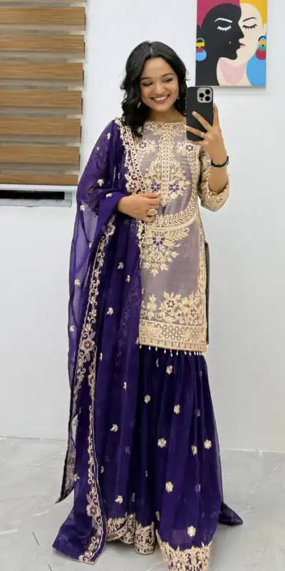 ZC 8012 Purple Crunchy Silk Salwar Suit with Embroidery Work. Wedding, Party, Festive, Events Best Price ₹2449. Delivery 4-6 Working Days. Shop now. | Jump Suits, Salwar suit, Casual Suits, Creative suits, Designer Suits, Palazzo Suits, Party Wear Suits, Patiala Suits, Straight Suits