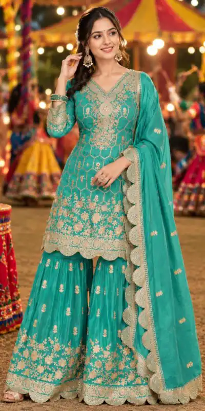 FC 7554  Sea Green in Salsa Silk Embroidery Work & Sequins Work Salwar Suit . Get it for ₹2999. Delivery 4-6 Working Days. Shop now. | Jump Suits, Salwar suit, Casual Suits, Creative suits, Designer Suits, Palazzo Suits, Party Wear Suits, Patiala Suits, Straight Suits