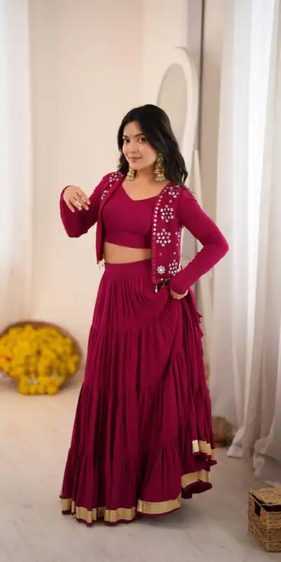 SP 94 Maroon Color Rayon Embroidery Work & Cowrie Work Lehenga Choli . Grab it for ₹2899. Delivery 4-6 Working Days. Shop now. | Lehenga, Bollywood Lehenga, Creative Lehenga, Designer Lehenga, Embroidered Lehenga, Party Wear Lehenga