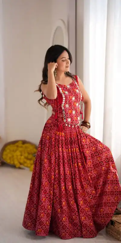 SP 96 Redl Color Rayon Embroidery Work & Cowrie Work Lehenga Choli . Grab it for ₹2199. Delivery 4-6 Working Days. Shop now. | Lehenga, Bollywood Lehenga, Creative Lehenga, Designer Lehenga, Embroidered Lehenga, Party Wear Lehenga