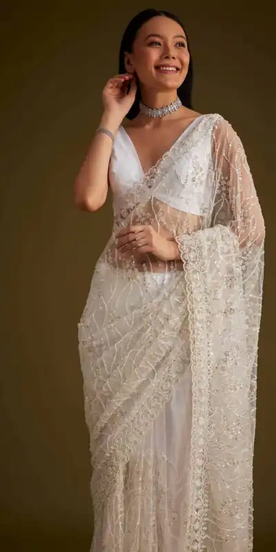 DF 3486 White Color Butterfly Net 5mm Sequence Embroiderer Work Saree Casual, Wedding, Festive, Events . Expected Delivery 4-6 Working Days @1899/- only | Sarees, Bollywood Sarees, Creative Sarees, Designer Sarees, Embroidered Sarees, Ethnic Saree, Modern Digital sarees, Party Wear Sarees