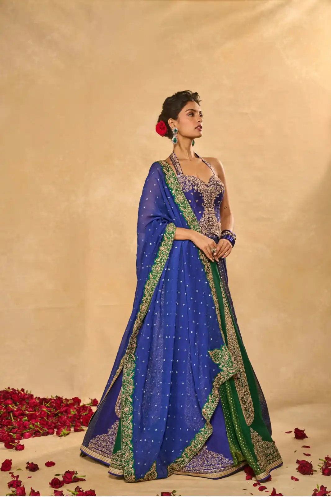 Aglow Blue Chinon Silk Multi Thread Work Lehenga Choli