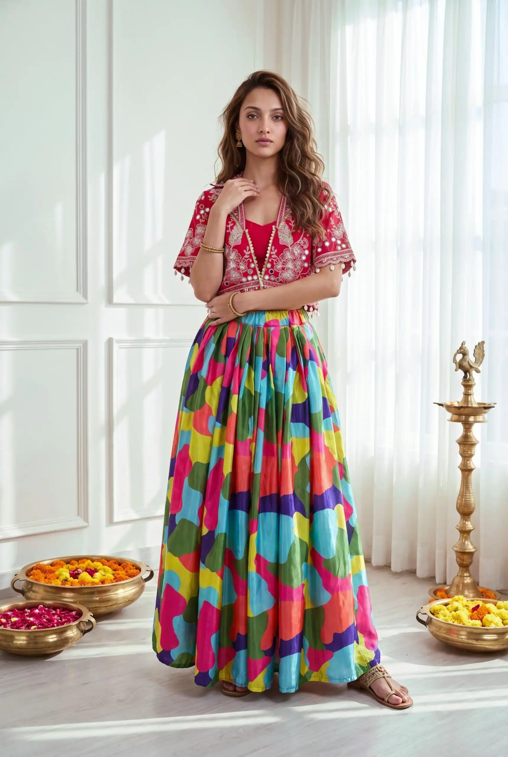 Fancy Pink Chinon Silk Sequence Work Lehenga Choli
