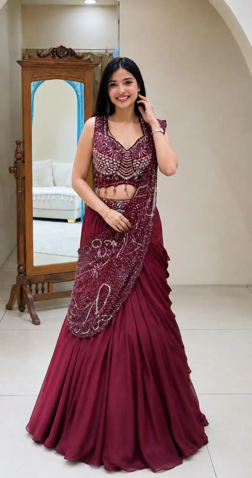 Fancy Pink Rangoli Silk Embroidery Work Lehenga Choli