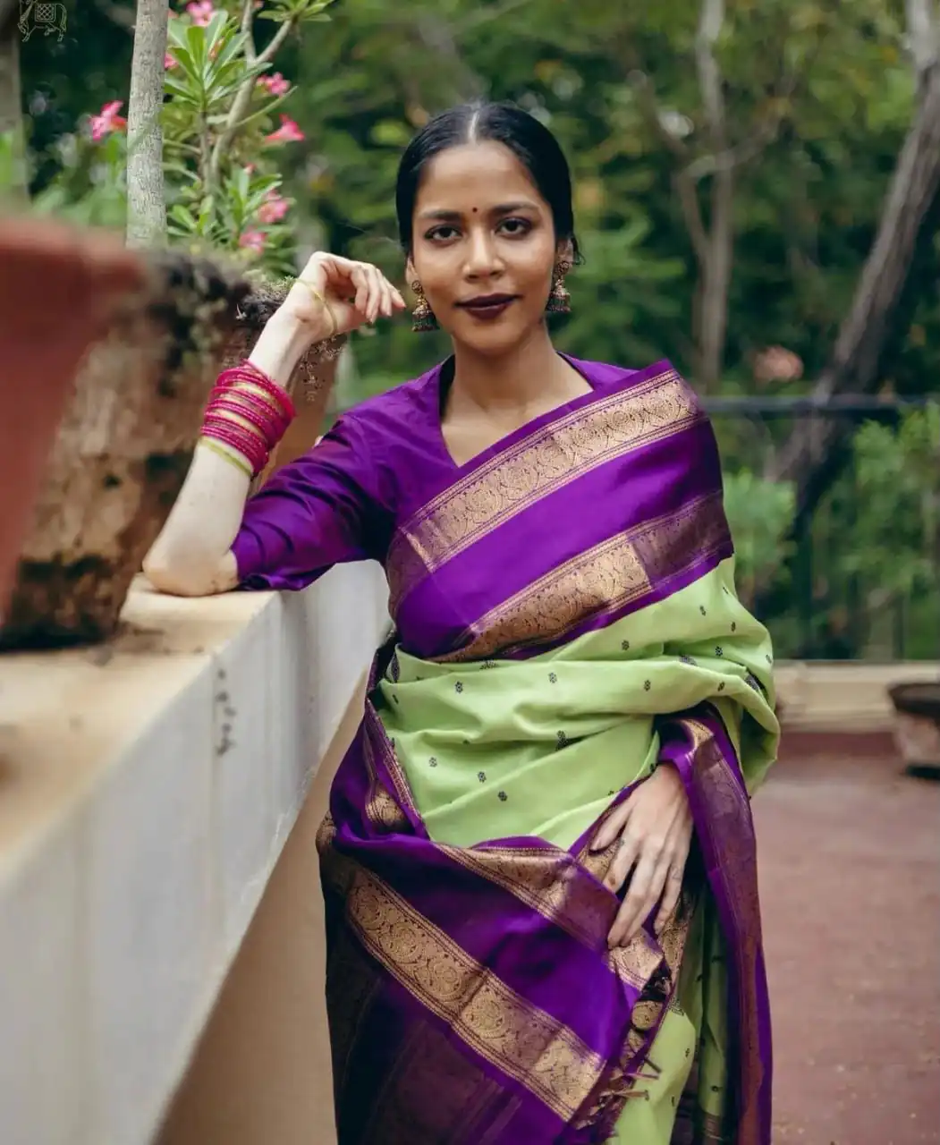Fancy Pista Soft Lichi Silk With Jacquard Saree - Image 2