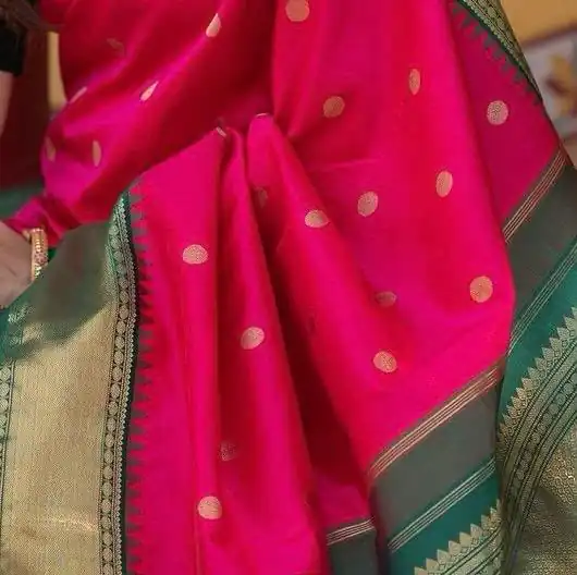 Perfect Pink Lichi Silk Lace Border Work Saree - Image 4