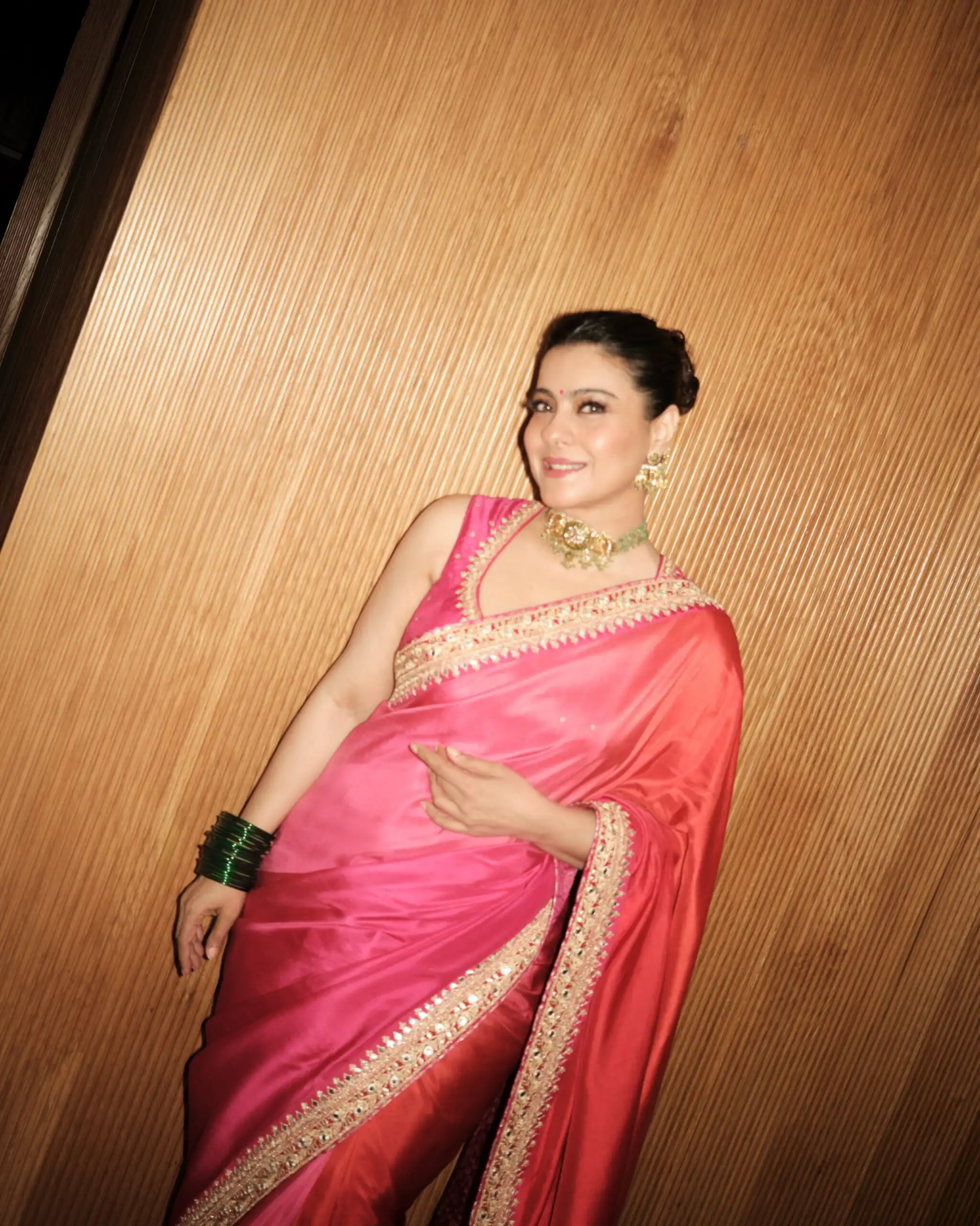 Pretty Pink Chinon Silk Embroidery Work Saree - Image 2