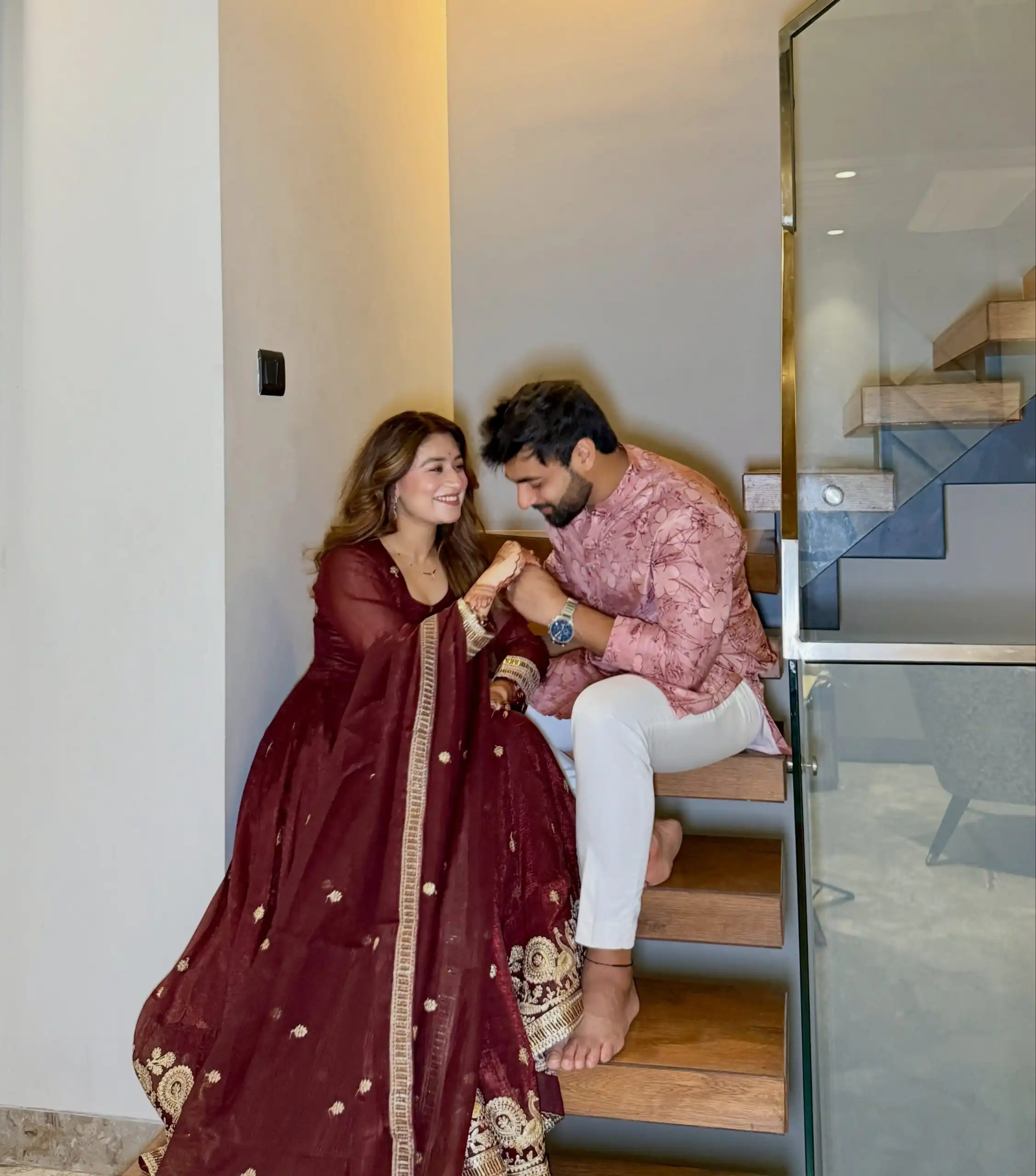 Super Maroon Gold Crazy Embroidery Work Salwar Suit - Image 3