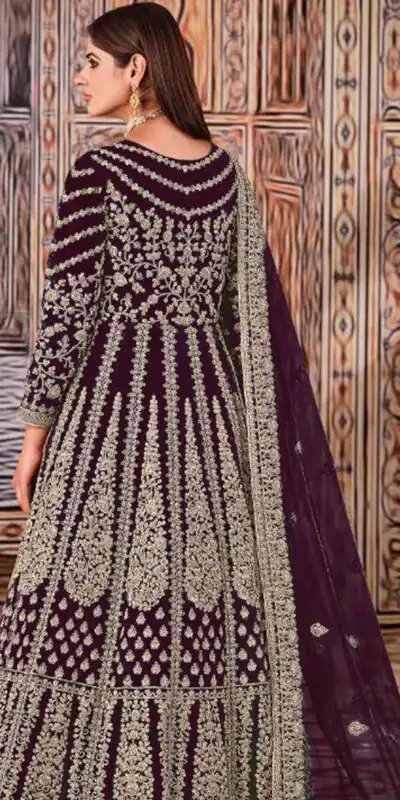 Alternative view of Super Wine Butterfly Net Sequins Work Salwar Suit