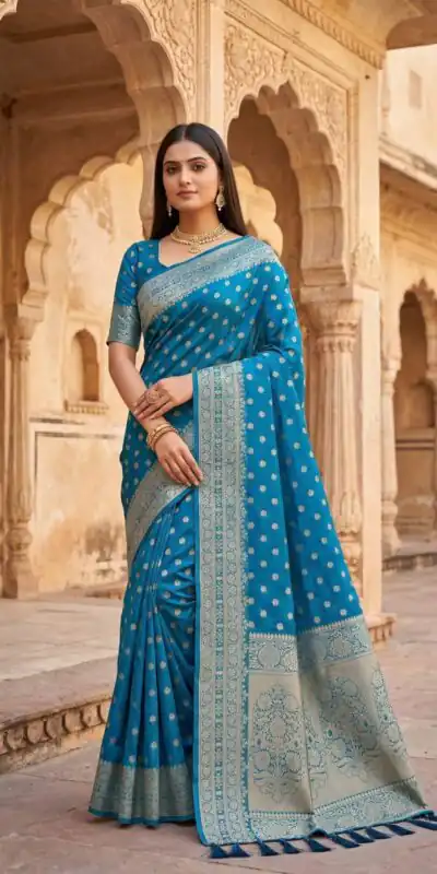 MB 3328 Blue Dolla Silk Saree Perfect for Wedding, Party, Sangeet, Family Gatherings, Karwa Chauth – . Exclusive Offer ₹2199. Delivery 4-6 Working Days. | Sarees, Bollywood Sarees, Creative Sarees, Designer Sarees, Embroidered Sarees, Ethnic Saree, Modern Digital sarees, Party Wear Sarees