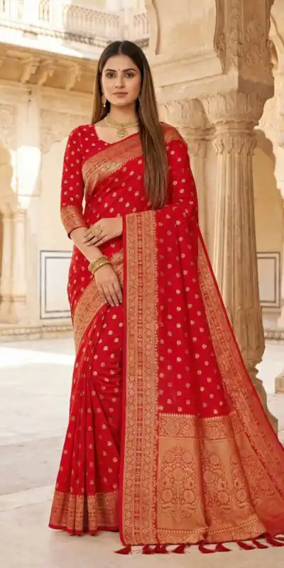 MB 3328 Red Dolla Silk Saree Perfect for Wedding, Party, Sangeet, Family Gatherings, Karwa Chauth – . Exclusive Offer ₹2199. Delivery 4-6 Working Days. | Sarees, Bollywood Sarees, Creative Sarees, Designer Sarees, Embroidered Sarees, Ethnic Saree, Modern Digital sarees, Party Wear Sarees