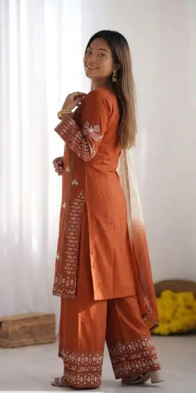 NSR 888 Rust Rayon Salwar Suit with Embroidery Work & Thread Embroidery. Best Price ₹2199. Delivery 4-6 Working Days. Shop now. | Jump Suits, Salwar suit, Casual Suits, Creative suits, Designer Suits, Palazzo Suits, Party Wear Suits, Patiala Suits, Straight Suits