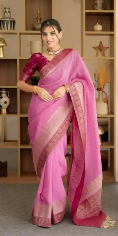 KP 6093 Pink Color Soft Lichi Silk Jacquard On All Over Saree Casual, Party Wear, Wedding, Events Etc. Expected Delivery 4-6 Working Days @1649/- | Sarees, Bollywood Sarees, Creative Sarees, Designer Sarees, Embroidered Sarees, Ethnic Saree, Modern Digital sarees, Party Wear Sarees