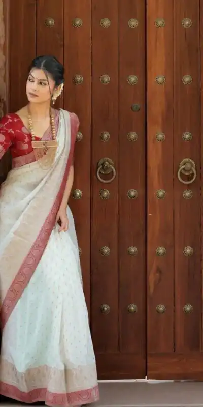 KP 6093 White Color Soft Lichi Silk Jacquard On All Over Saree Casual, Party Wear, Wedding, Events Etc. Expected Delivery 4-6 Working Days @1649/- | Sarees, Bollywood Sarees, Creative Sarees, Designer Sarees, Embroidered Sarees, Ethnic Saree, Modern Digital sarees, Party Wear Sarees