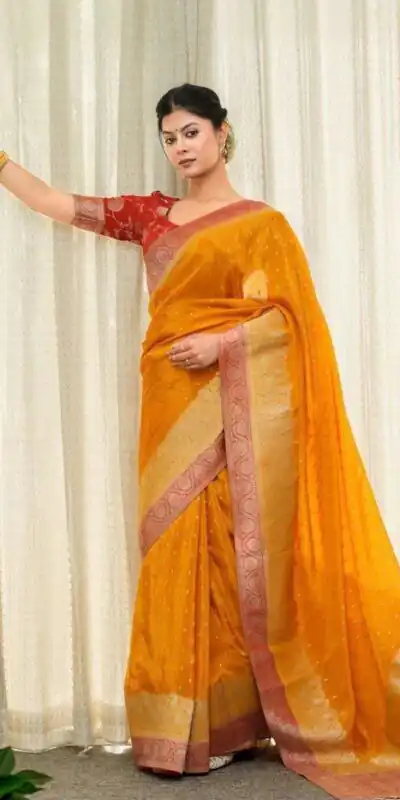 KP 6093 Yellow Color Soft Lichi Silk Jacquard On All Over Saree Casual, Party Wear, Wedding, Events Etc. Expected Delivery 4-6 Working Days @1649/- | Sarees, Bollywood Sarees, Creative Sarees, Designer Sarees, Embroidered Sarees, Ethnic Saree, Modern Digital sarees, Party Wear Sarees