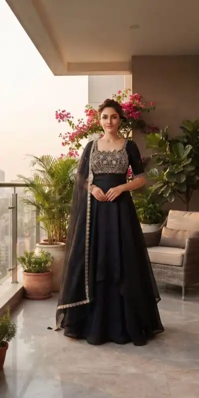ST 1214 Black Fendy Crush Gown with Embroidery Work & Sequins Work. Special Price ₹2449. Delivery 4-6 Working Days. Shop now. | Gowns, Bollywood Gowns, Creative Gowns, Designer Gowns, Embroidered Gowns, Party Wear Gowns