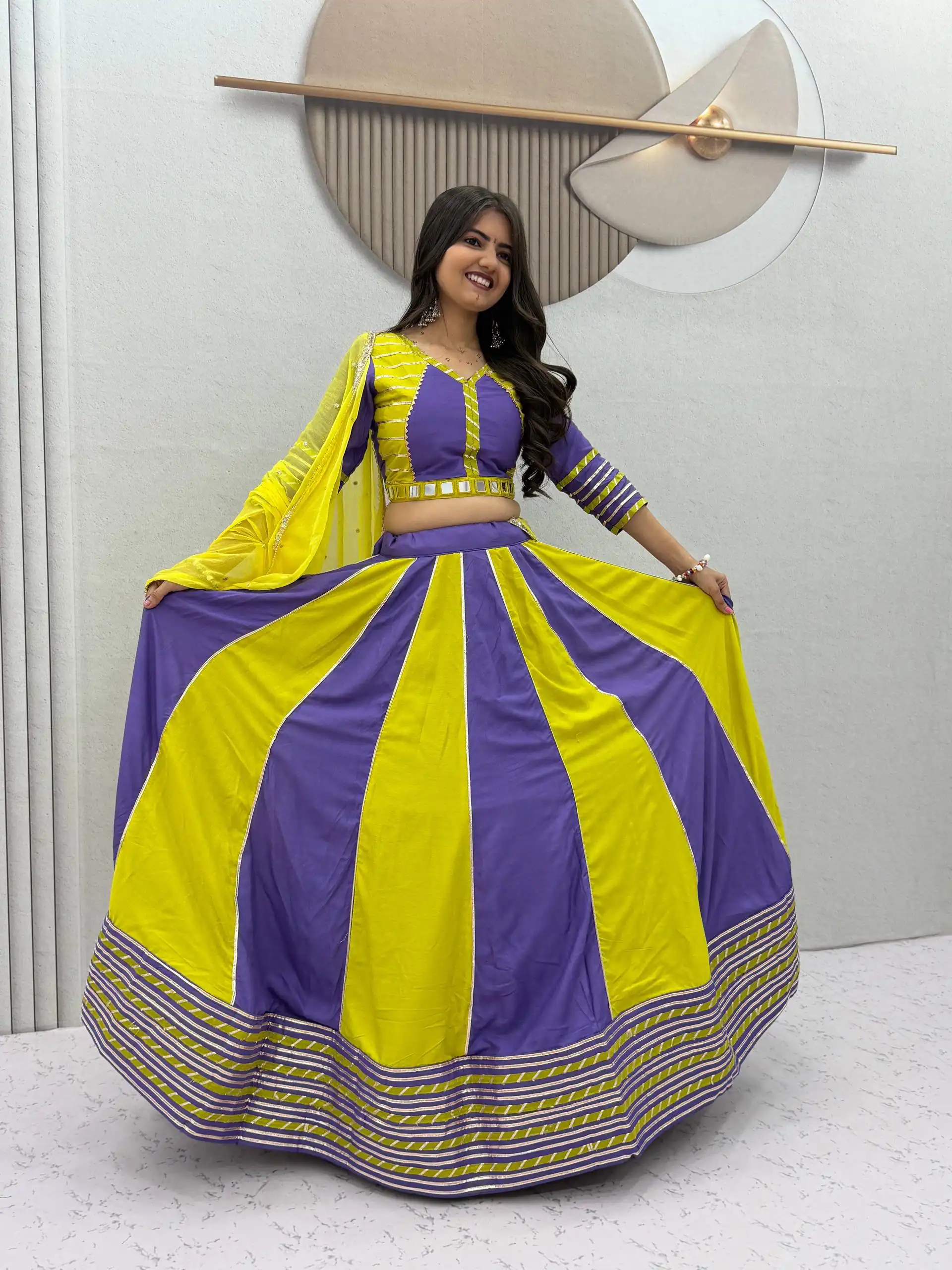 PC 589 Lavender in Pure Cotton Mirror Work & Gamthi Work Lehenga Choli . Exclusive Offer ₹2199. Delivery 4-6 Working Days. Shop now. | Lehenga, Bollywood Lehenga, Creative Lehenga, Designer Lehenga, Embroidered Lehenga, Party Wear Lehenga