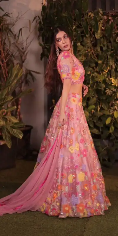 MT 1027 | Pink Soft Net Lehenga Choli with Sequins Work & Embroidery Work. Affordable Price ₹2199. Delivery 4-6 Working Days. Shop now. | Lehenga, Bollywood Lehenga, Creative Lehenga, Designer Lehenga, Embroidered Lehenga, Party Wear Lehenga