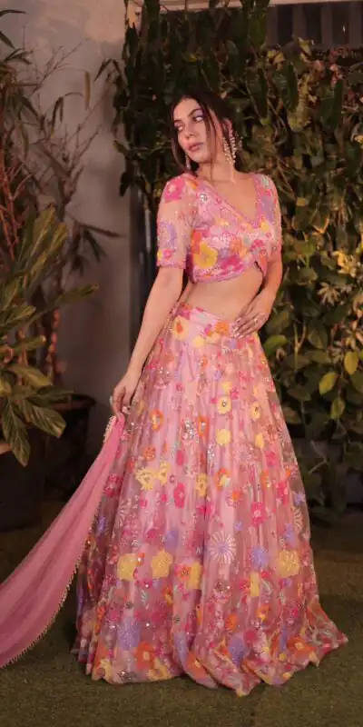 MT 1027 | Pink Soft Net Lehenga Choli with Sequins Work & Embroidery Work. Affordable Price ₹2199. Delivery 4-6 Working Days. Shop now. | Lehenga, Bollywood Lehenga, Creative Lehenga, Designer Lehenga, Embroidered Lehenga, Party Wear Lehenga