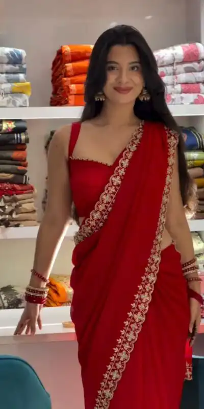  KD 649 Red Color Faux Georgette Embroidery Sequins Work Saree Casual, Wedding, Festive, Events . Expected Delivery  4-6 Working Days @1999/- only                                                                                | Sarees, Bollywood Sarees, Creative Sarees, Designer Sarees, Embroidered Sarees, Ethnic Saree, Modern Digital sarees, Party Wear Sarees