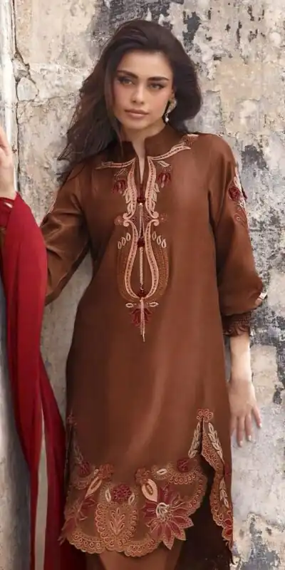 LG 2157 Rust Rust Gajji Silk Salwar Suit with Embroidery Work. Exclusive Offer ₹2849. Delivery 4-6 Working Days. Shop now. | Jump Suits, Salwar suit, Casual Suits, Creative suits, Designer Suits, Palazzo Suits, Party Wear Suits, Patiala Suits, Straight Suits