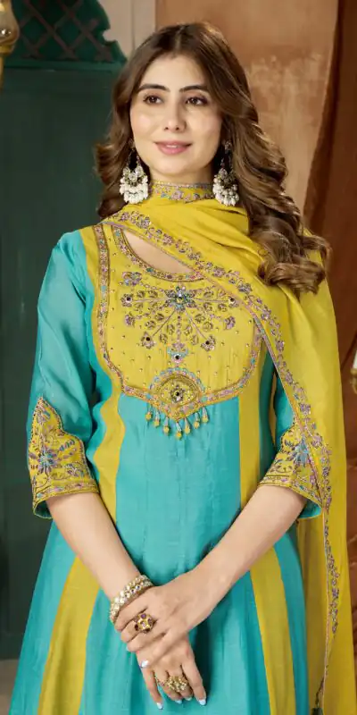 DIVA 183 Blue Brown Mal Chanderi Salwar Suit Perfect for Wedding, Party, Baisakhi, Housewarming, Sangeet – Introductory Price ₹2799. Delivery 4-6 Working D | Jump Suits, Salwar suit, Casual Suits, Creative suits, Designer Suits, Palazzo Suits, Party Wear Suits, Patiala Suits, Straight Suits