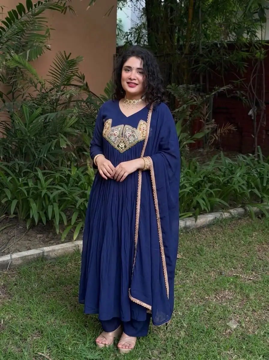 WW 1288 Blue Mal Chanderi Salwar Suit Perfect for Wedding, Party, Baisakhi, Housewarming, Sangeet – Introductory Price ₹2399. Delivery 4-6 Working D | Jump Suits, Salwar suit, Casual Suits, Creative suits, Designer Suits, Palazzo Suits, Party Wear Suits, Patiala Suits, Straight Suits