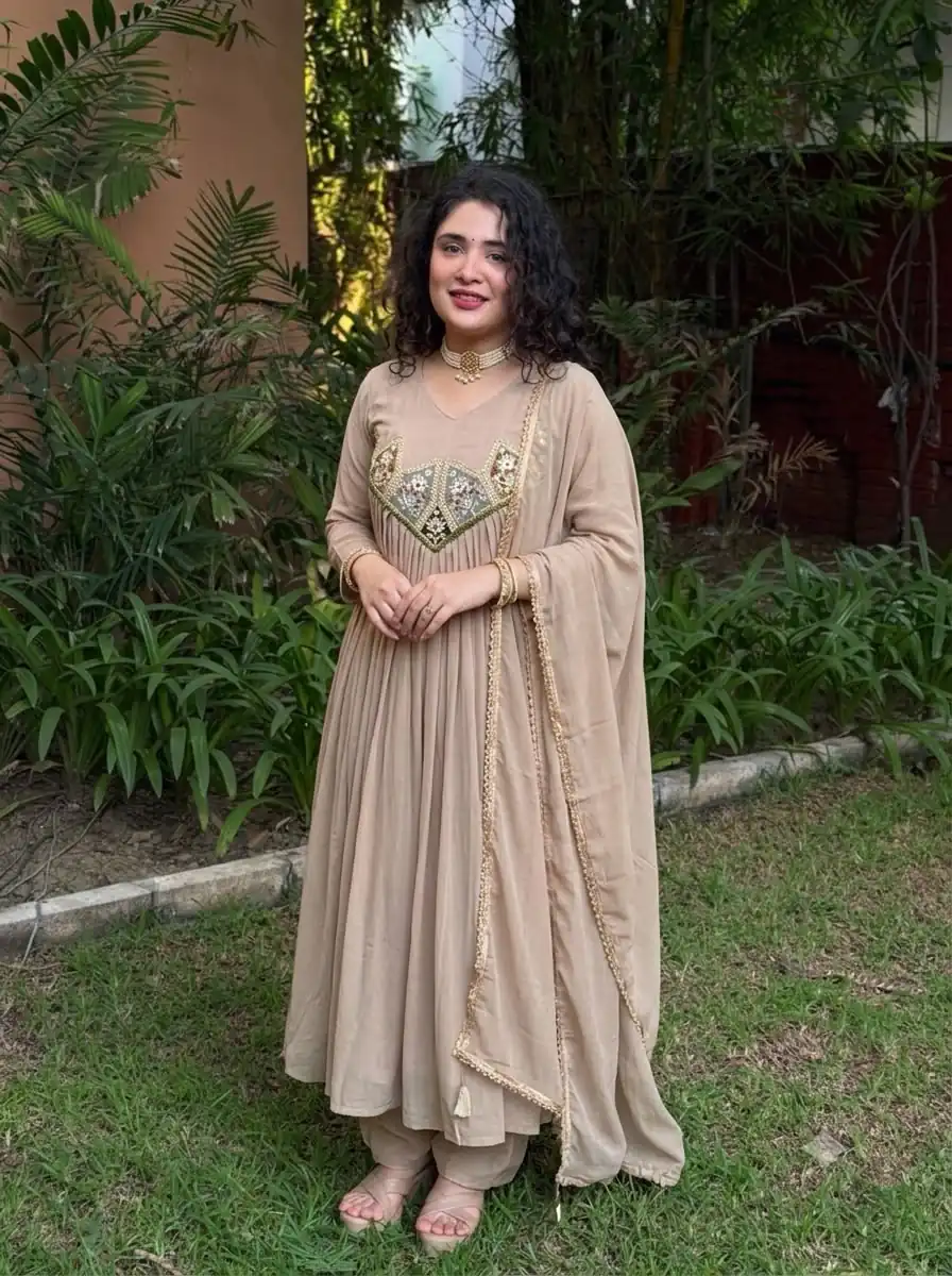 WW 1288 Cream Mal Chanderi Salwar Suit Perfect for Wedding, Party, Baisakhi, Housewarming, Sangeet – Introductory Price ₹2399. Delivery 4-6 Working D | Jump Suits, Salwar suit, Casual Suits, Creative suits, Designer Suits, Palazzo Suits, Party Wear Suits, Patiala Suits, Straight Suits