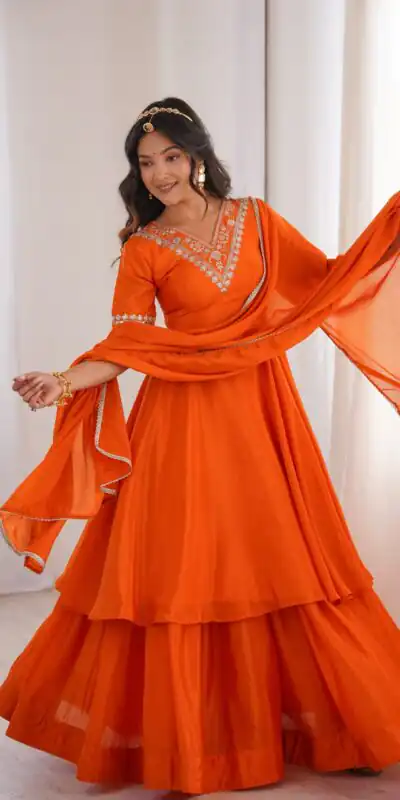 SP 87 Orange Chinon Silk Salwar Suit with Embroidery Work & Sequins Work. Get it for ₹2149. Delivery 4-6 Working Days. Shop now. | Jump Suits, Salwar suit, Casual Suits, Creative suits, Designer Suits, Palazzo Suits, Party Wear Suits, Patiala Suits, Straight Suits