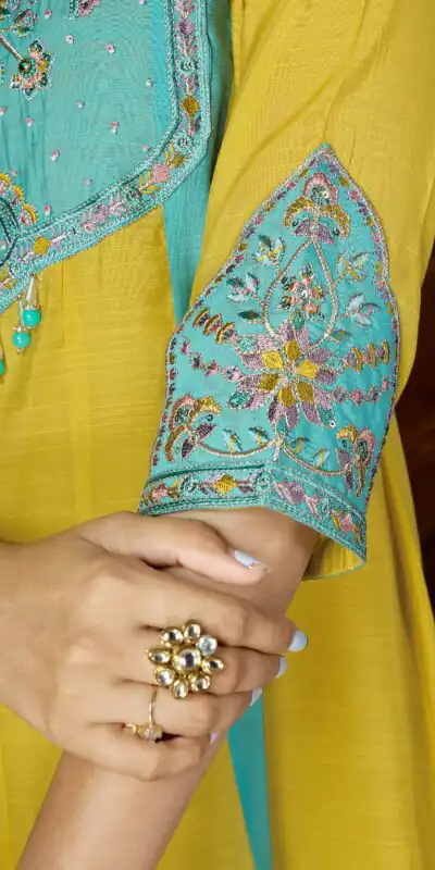 DIVA 183 Yellow Brown Mal Chanderi Salwar Suit Perfect for Wedding, Party, Baisakhi, Housewarming, Sangeet – Introductory Price ₹2799. Delivery 4-6 Working | Jump Suits, Salwar suit, Casual Suits, Creative suits, Designer Suits, Palazzo Suits, Party Wear Suits, Patiala Suits, Straight Suits